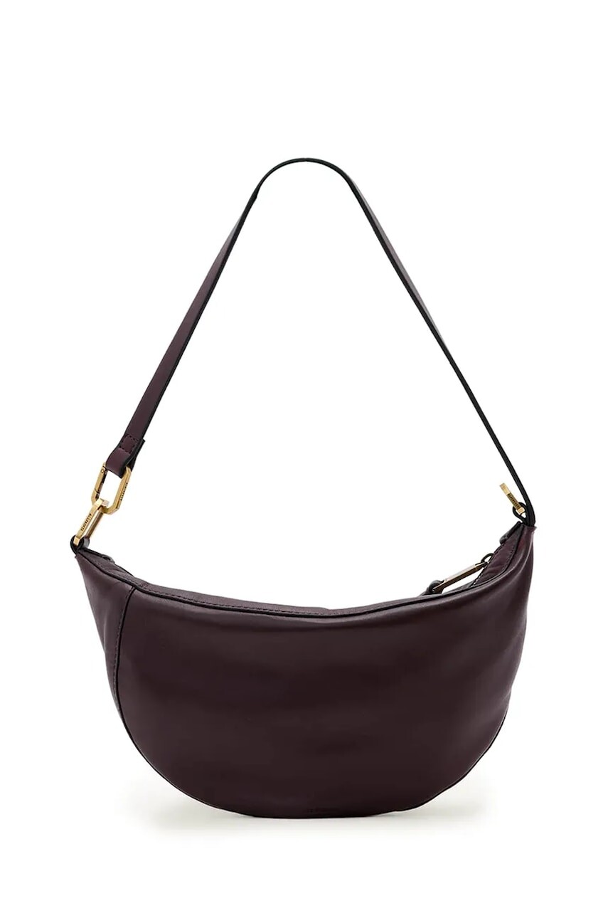 Kožená kabelka AllSaints hnedá farba, W546XD