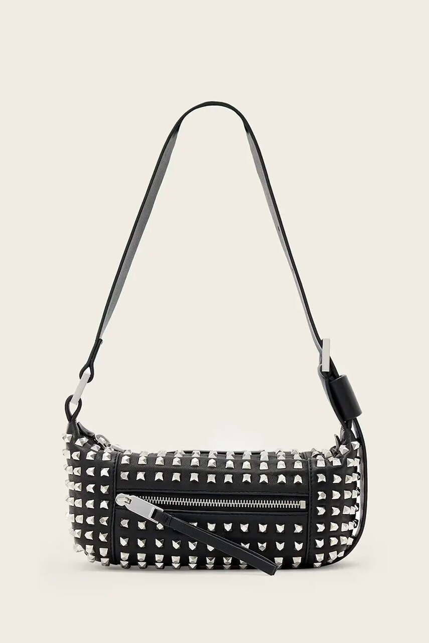 Kožená kabelka AllSaints čierna farba, W558XD