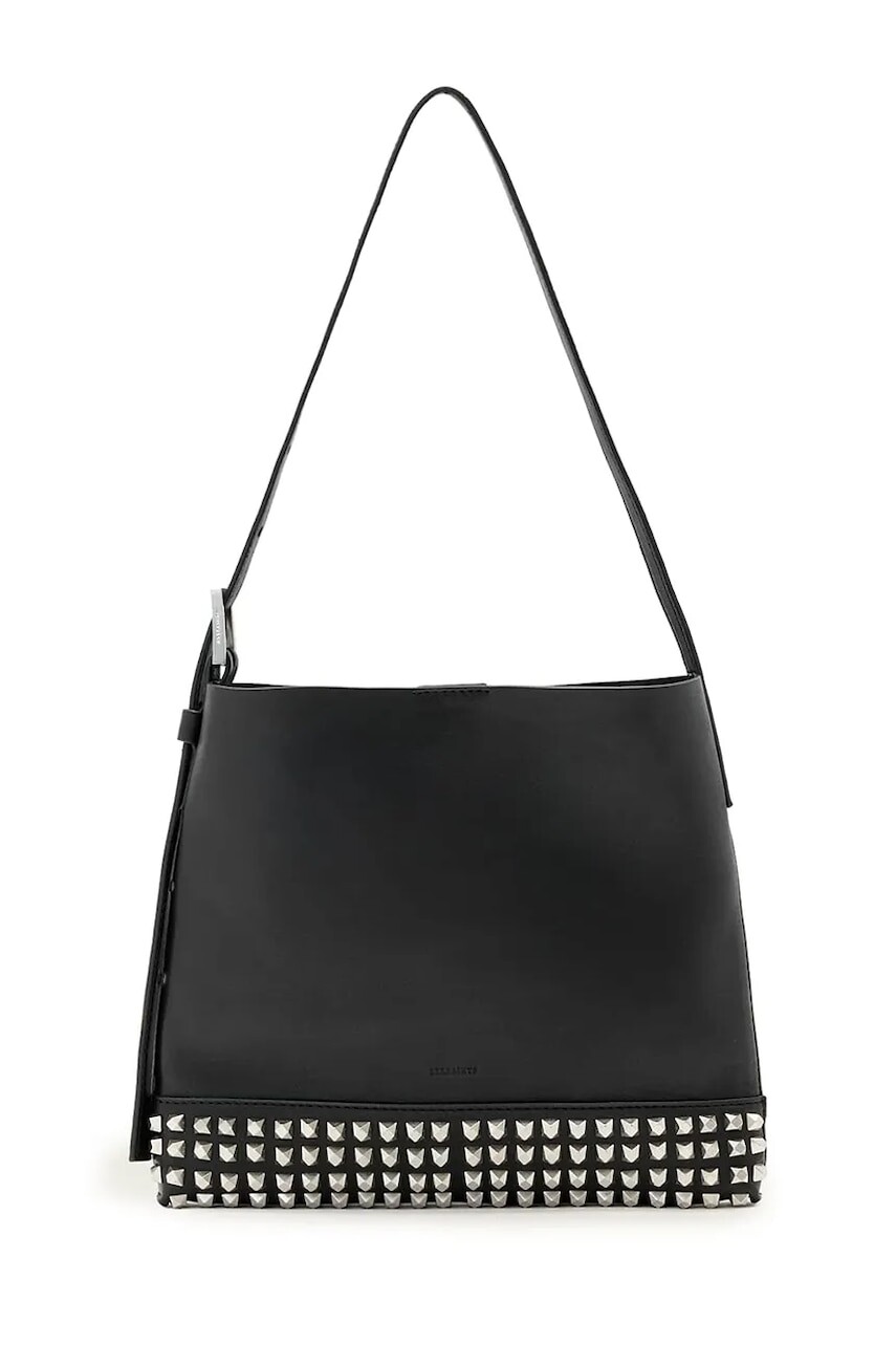 Kožená kabelka AllSaints čierna farba, W595XD