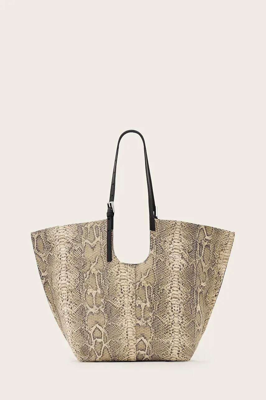 Kožená kabelka AllSaints béžová farba, W652XD