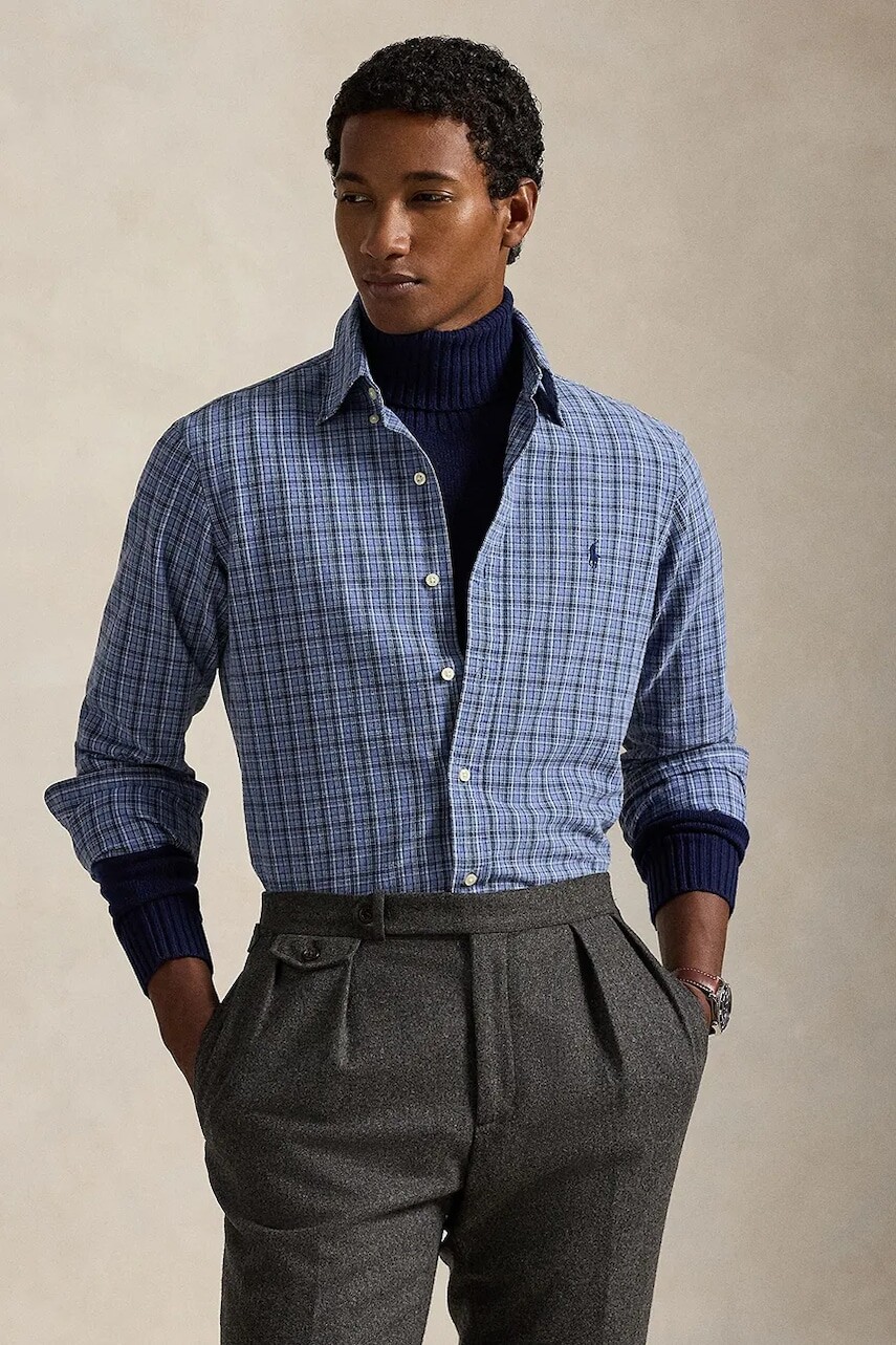 Bavlnená košeľa Polo Ralph Lauren tmavomodrá farba, regular, s golierom button-down, 710953707