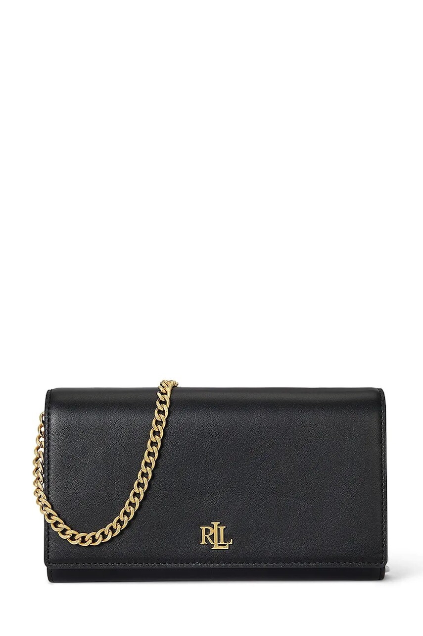 Kožená kabelka Lauren Ralph Lauren čierna farba, 432980206