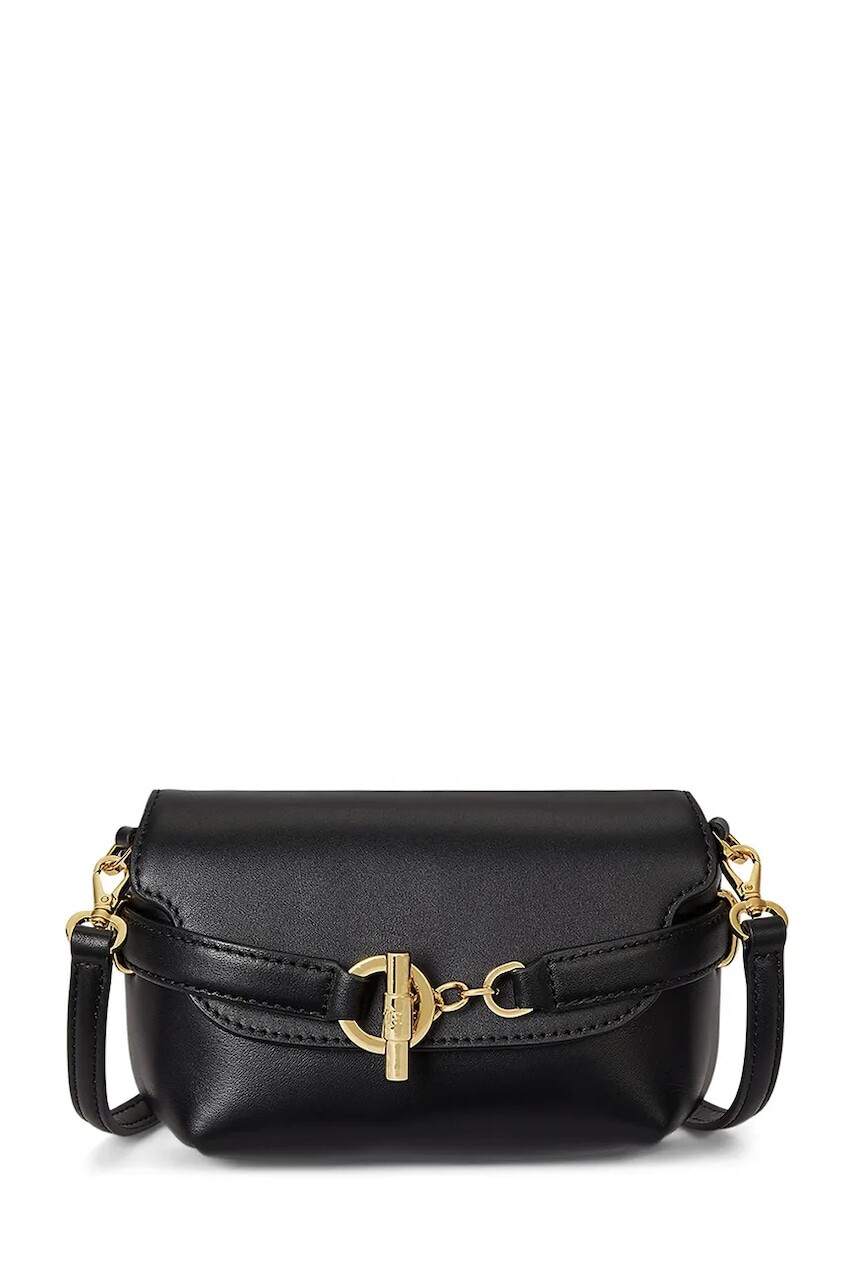 Kožená kabelka Lauren Ralph Lauren čierna farba, 431P04297