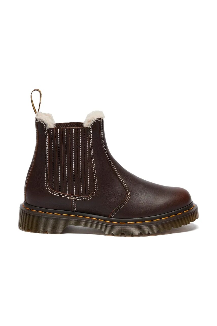Kožené topánky chelsea Dr. Martens 2976 Leonore II hnedá farba, na platforme, jemne zateplené, DM41418200