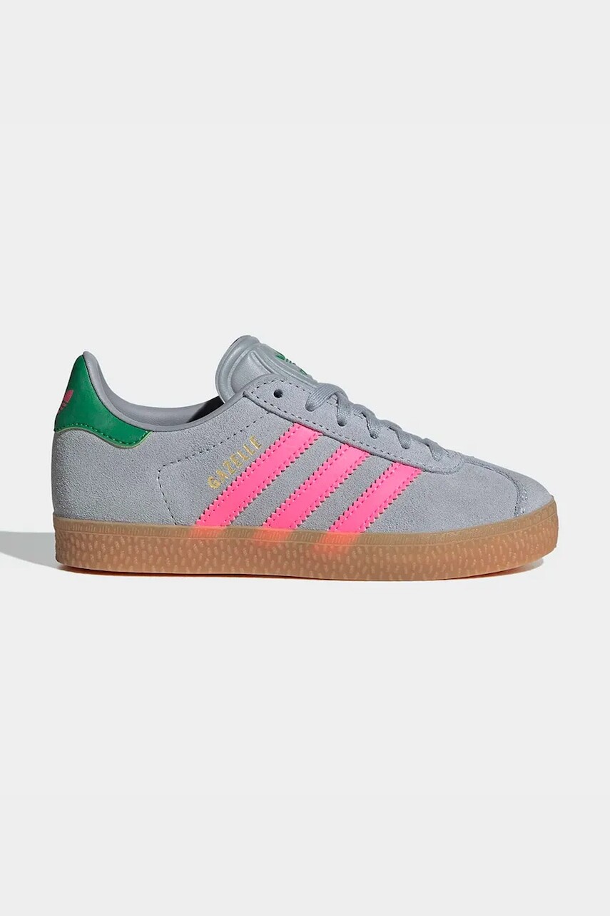 Detské semišové tenisky adidas Originals GAZELLE šedá farba, IH6472
