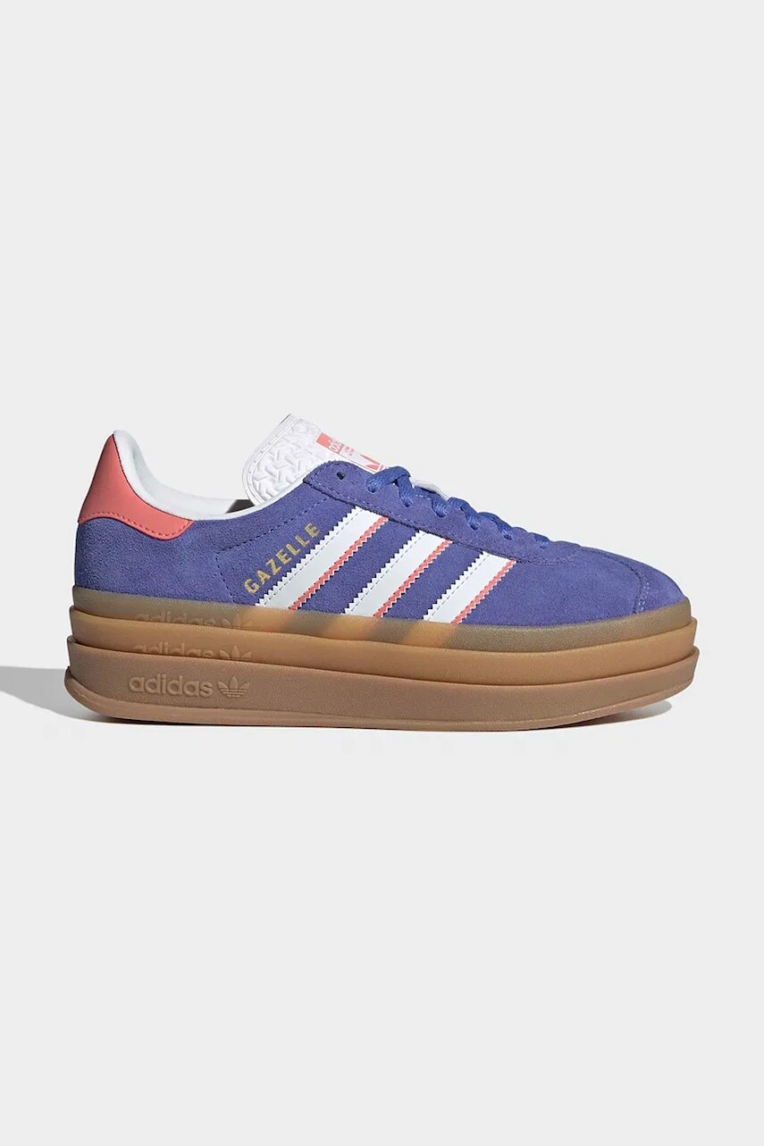 Detské kožené tenisky adidas Originals GAZELLE BOLD fialová farba, IH6454