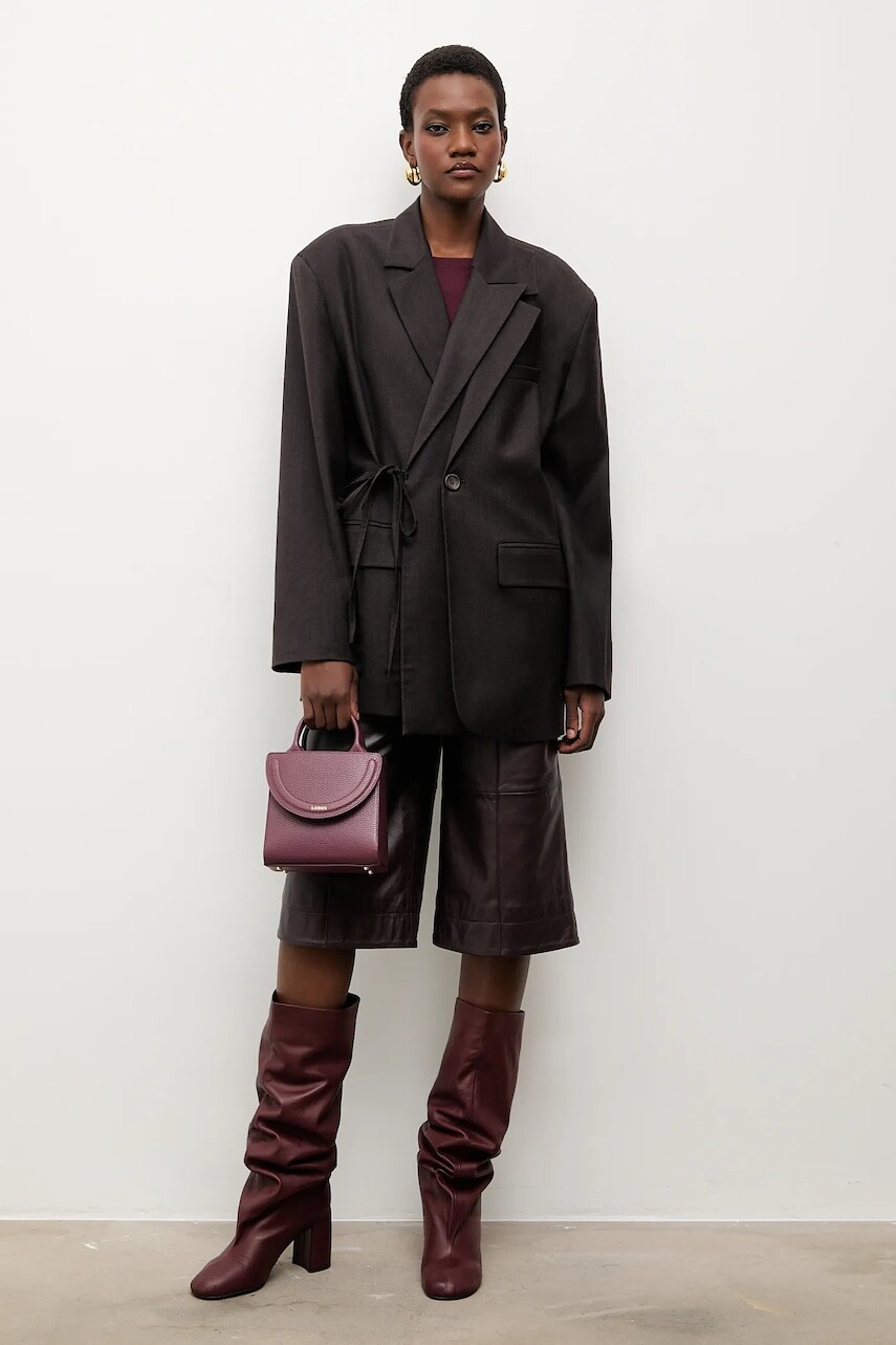 Sako s prímesou vlny Answear.LAB hnedá farba, jednoradová, jednofarebná