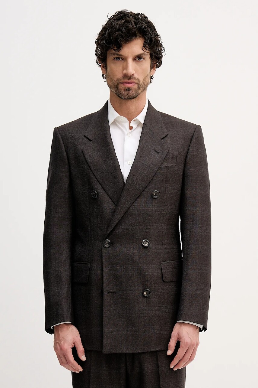 Vlnené sako Emporio Armani šedá farba, EM004082.TE182704