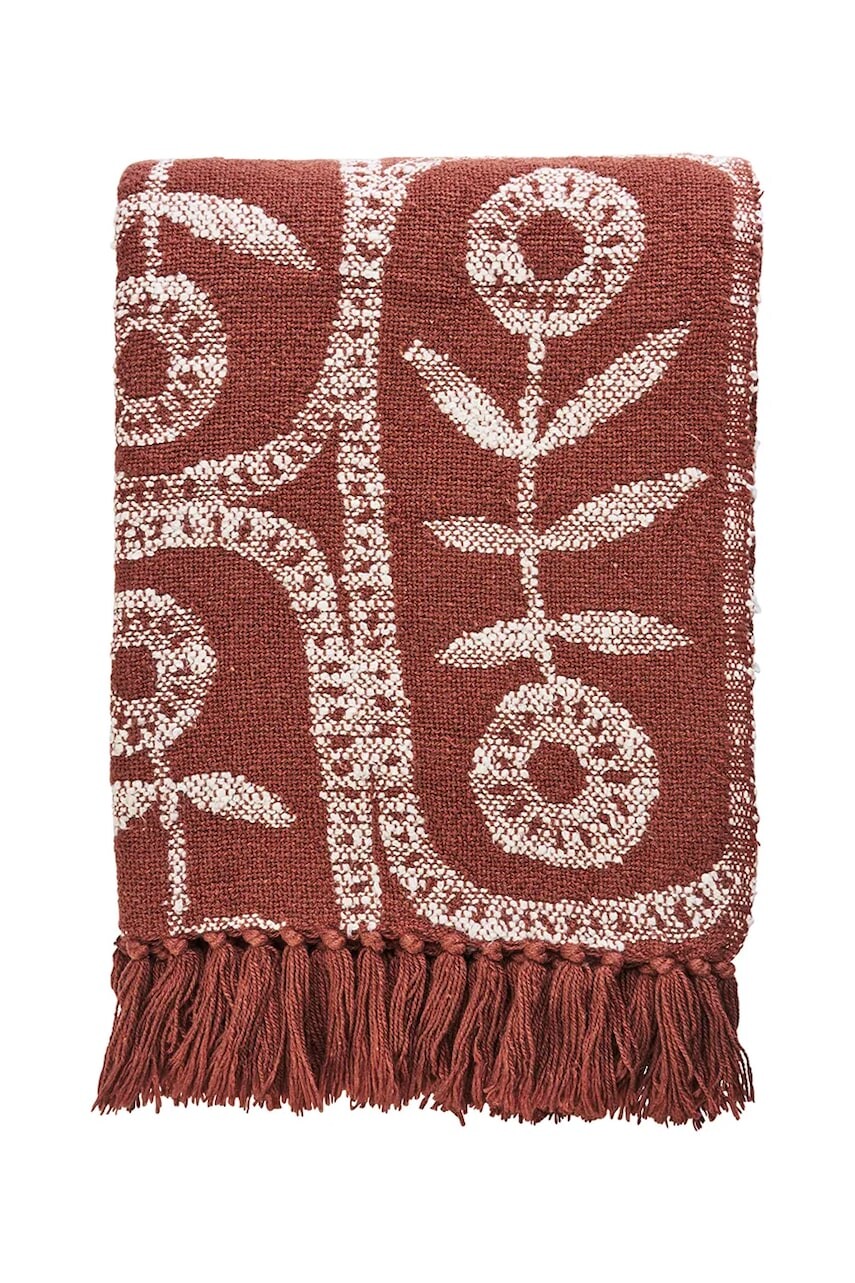 Bavlnený prehoz Madam Stoltz 125 x 175 cm červená farba