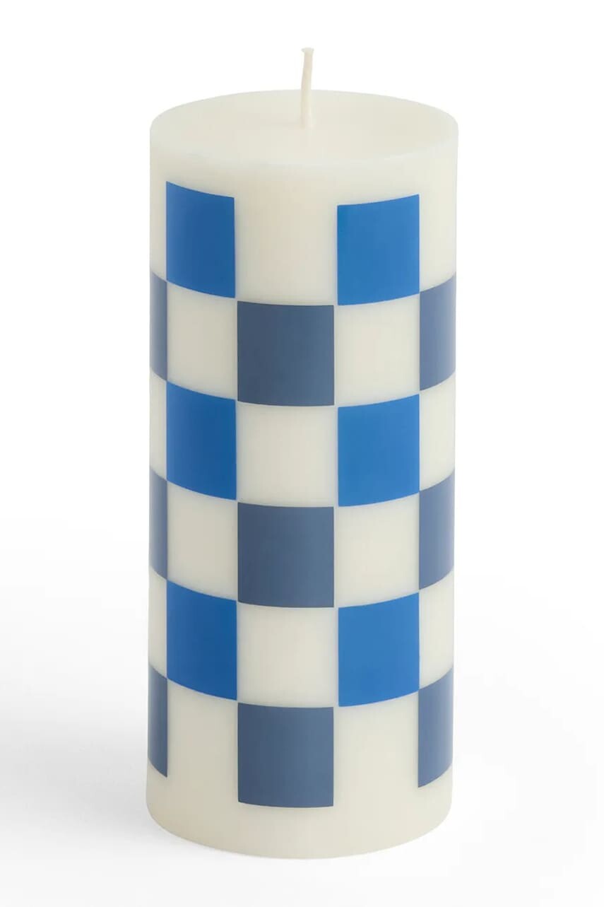 Ozdobná sviečka HAY Column Candle 15 x 6,8 x 6,8 cm modrá farba