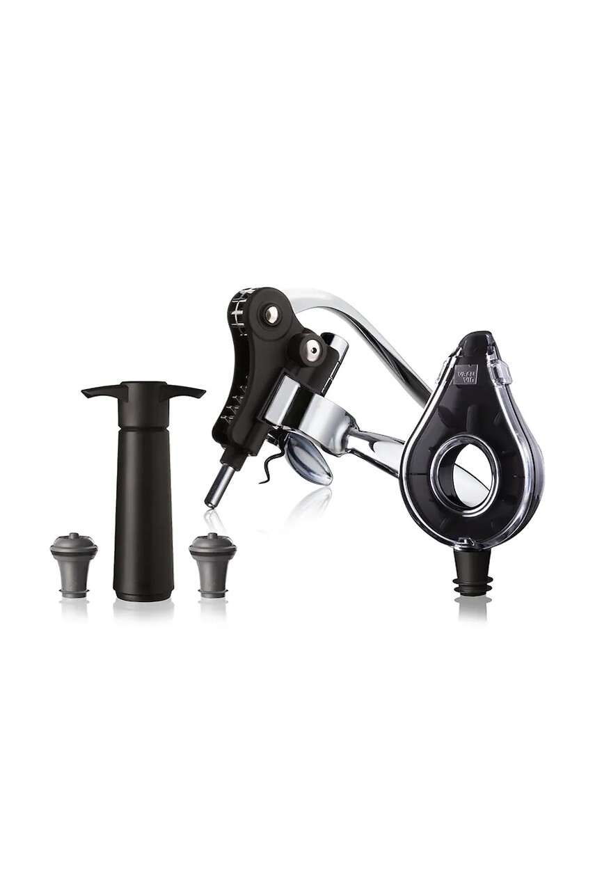 Sada na podávanie vína Vacu Vin Air Deluxe 14,8 x 14,8 x 18,4 cm 5 elementów čierna farba