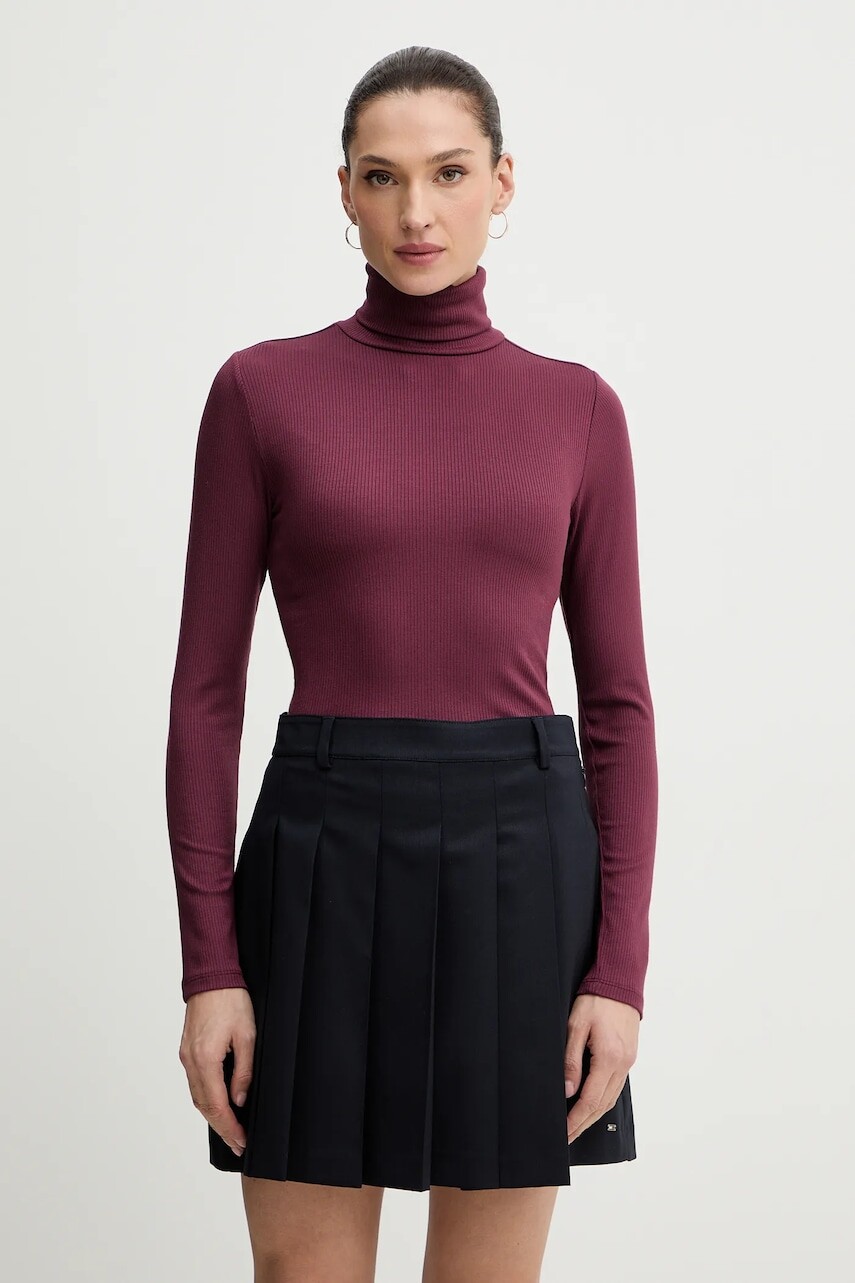 Tričko s dlhým rukávom Levi's bordová farba, s rolákom, A8769