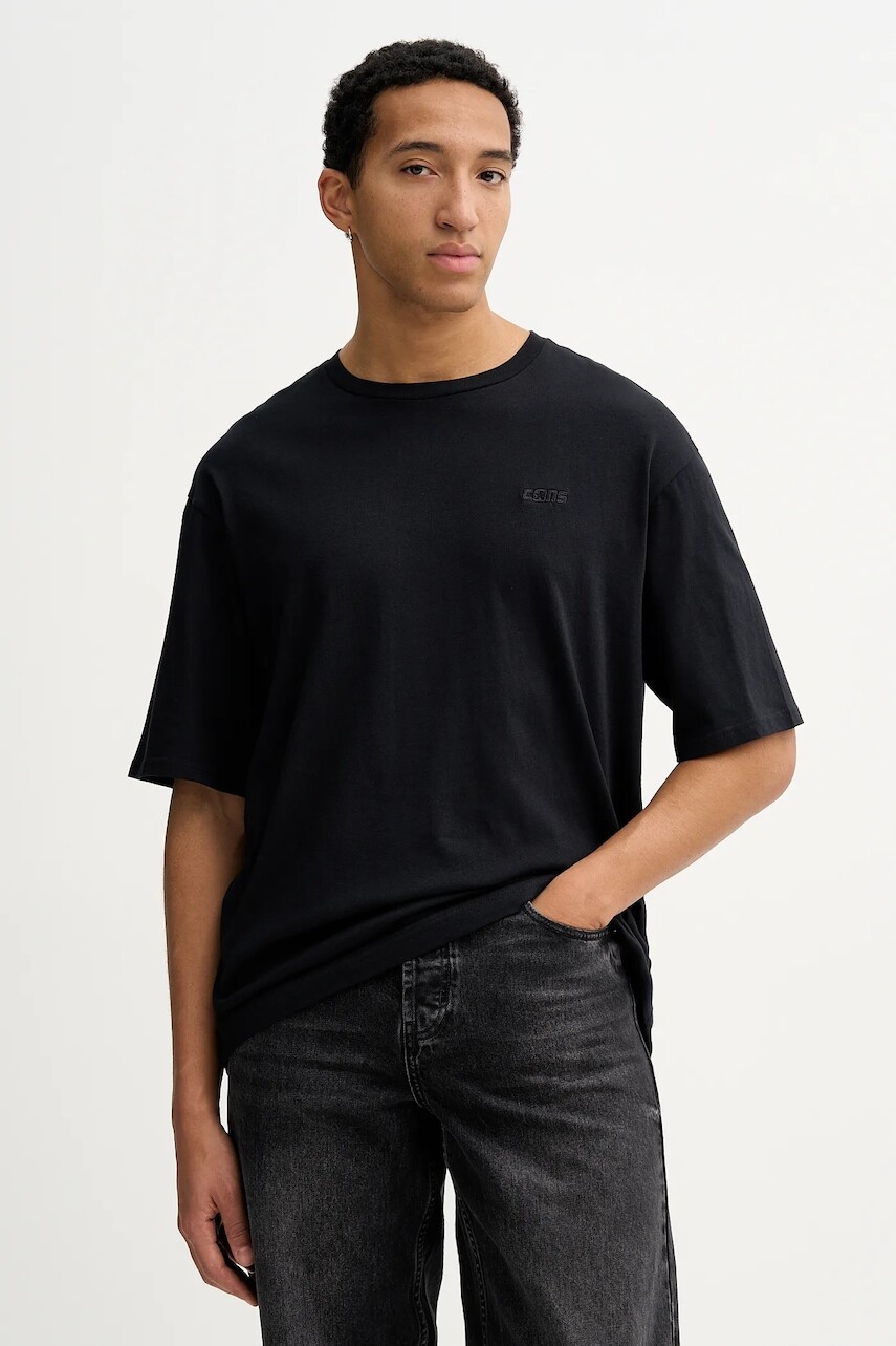 Bavlnené tričko Converse pánske, čierna farba, jednofarebné, CVM5T800