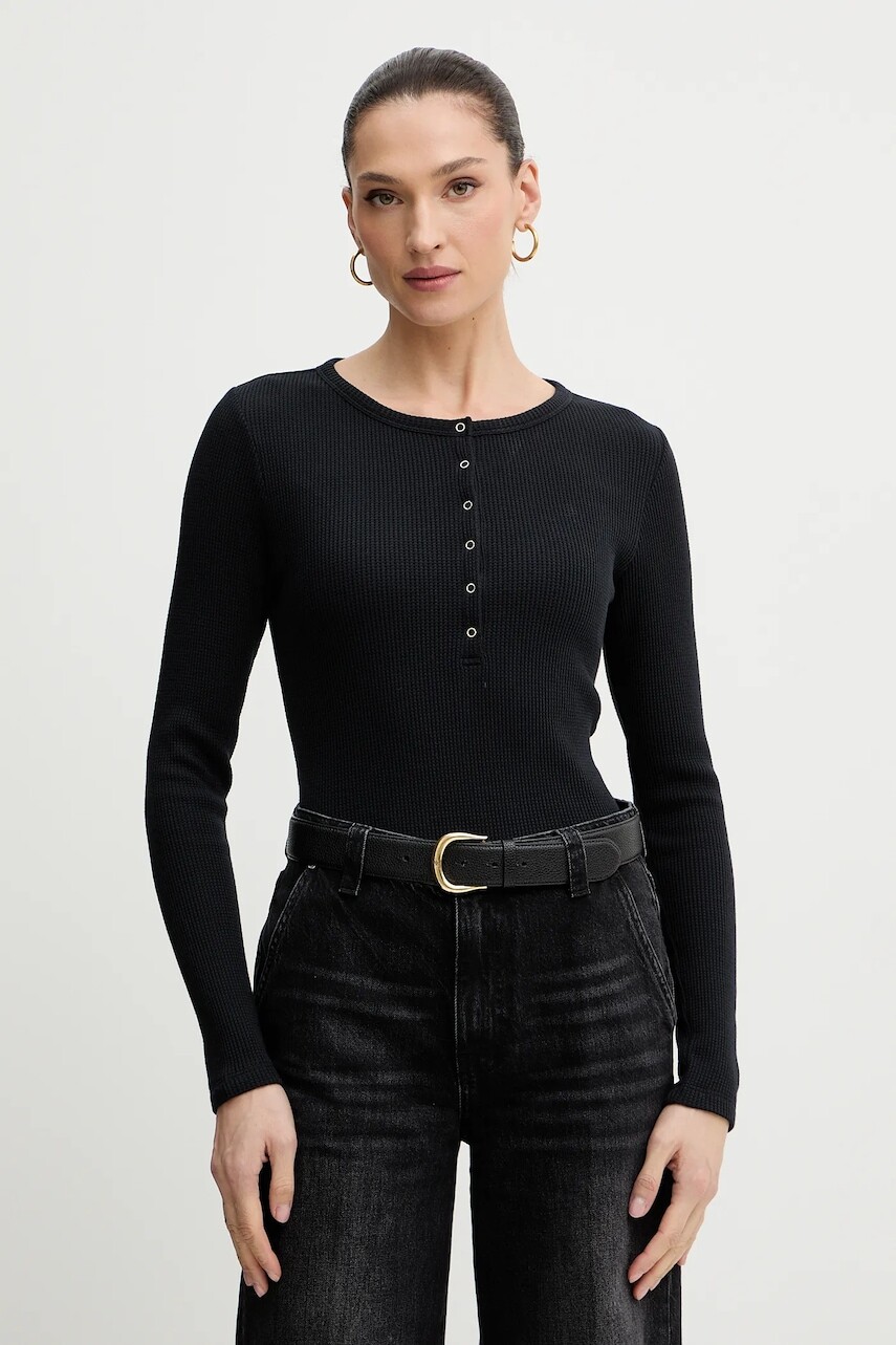 Tričko s dlhým rukávom Levi's čierna farba, 003PY