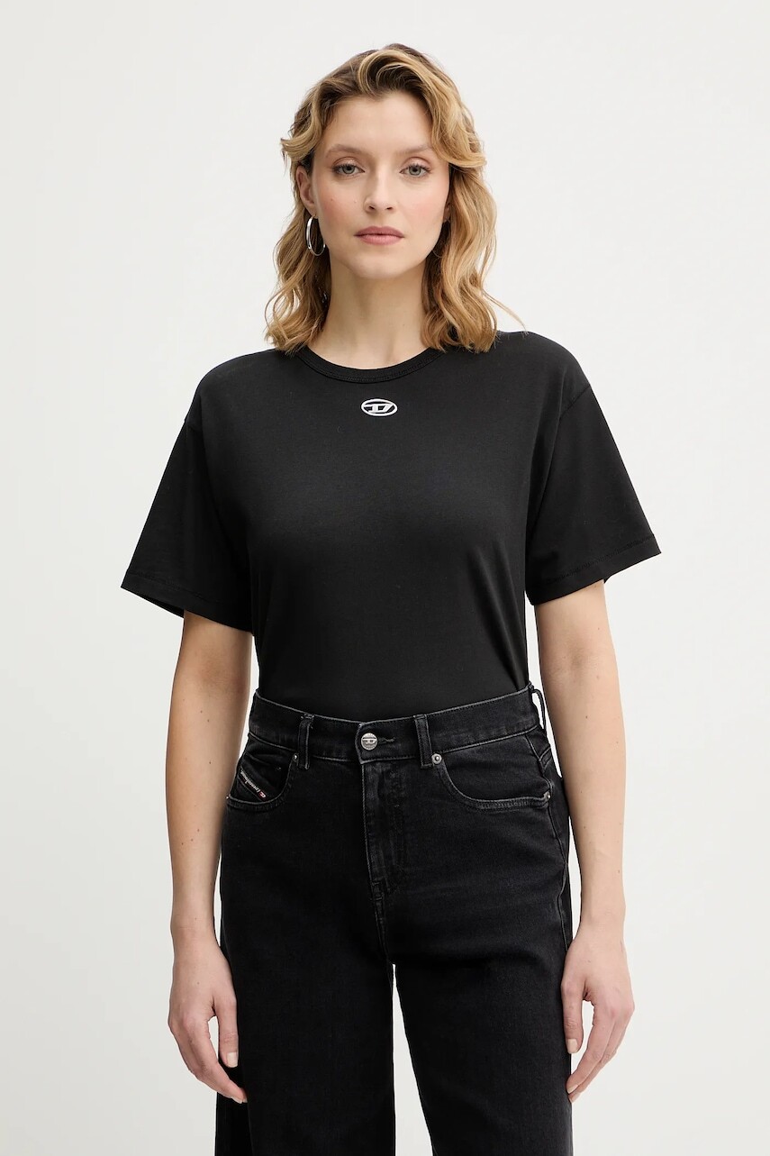 Bavlnené tričko Diesel T-NORMY-OD-S1 dámske, čierna farba, A20399.0JMBB