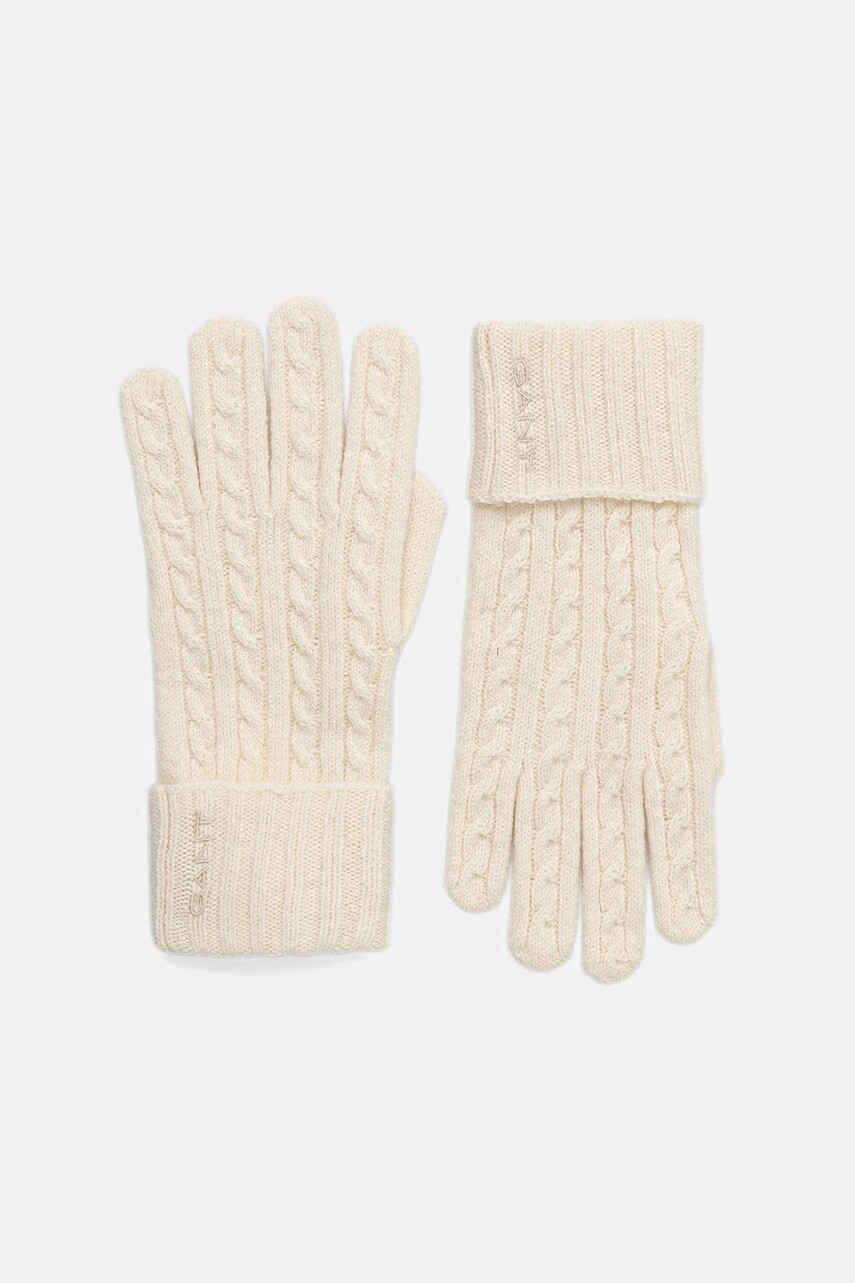Rukavice s prímesou vlny Gant béžová farba, 4930022