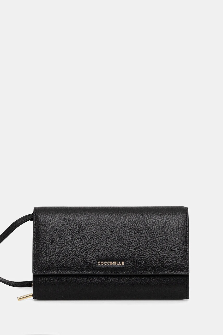 Kožená listová kabelka Coccinelle čierna farba, E2 MW5 18 28 01