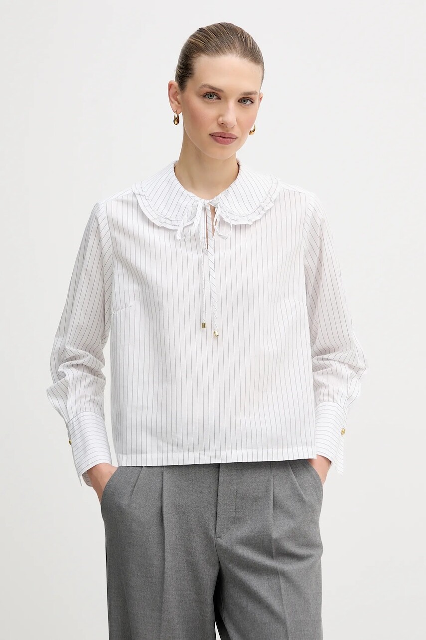 Bavlnená blúzka Barbour Avery biela farba, vzorovaná, LSH1724