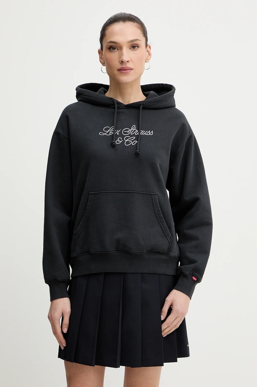 Bavlnená mikina Levi's šedá farba, s kapucňou, jednofarebná, A7296