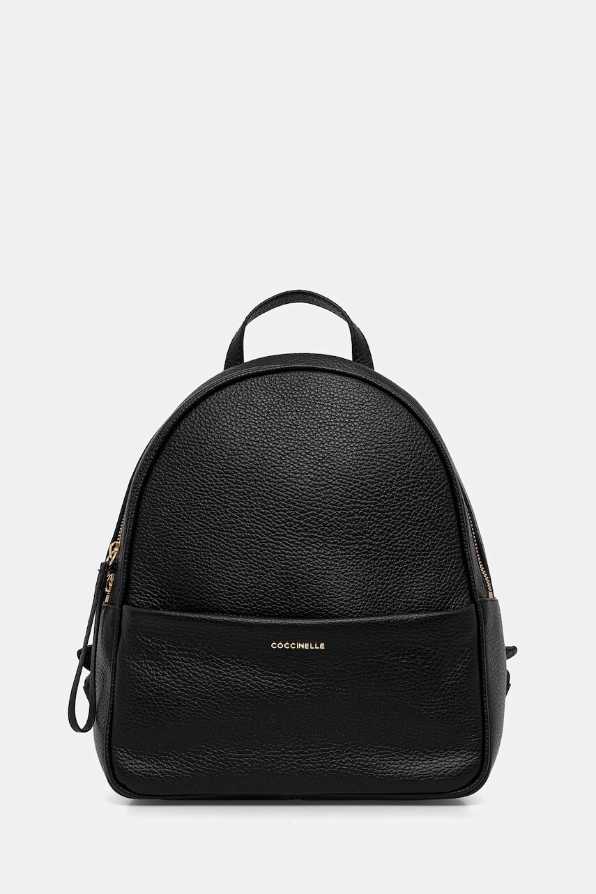 Kožený ruksak Coccinelle NORY čierna farba, malý, jednofarebný, E1 U45 14 02 01