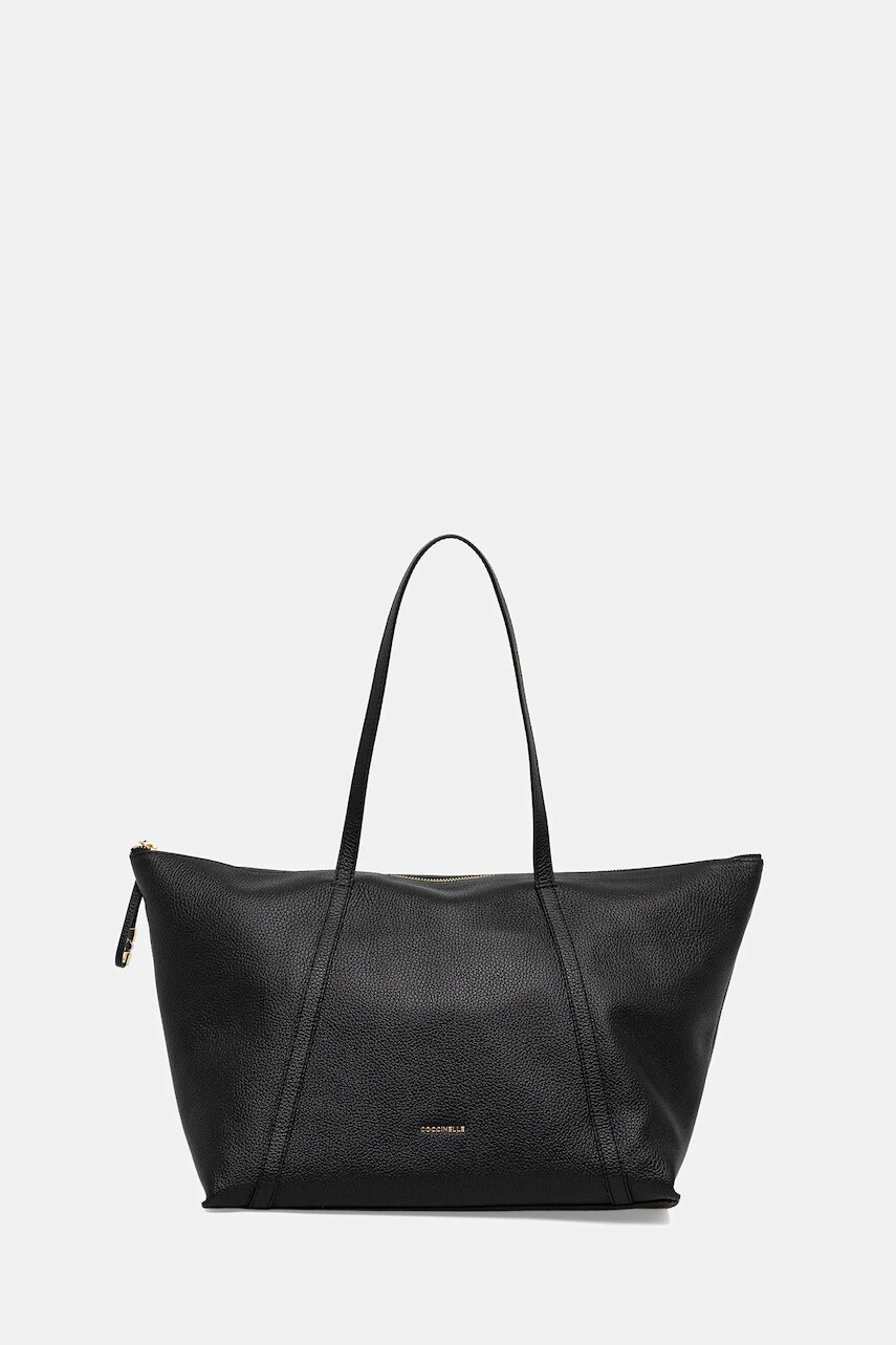 Kožená taška Coccinelle NORY čierna farba, E1 U45 11 01 01