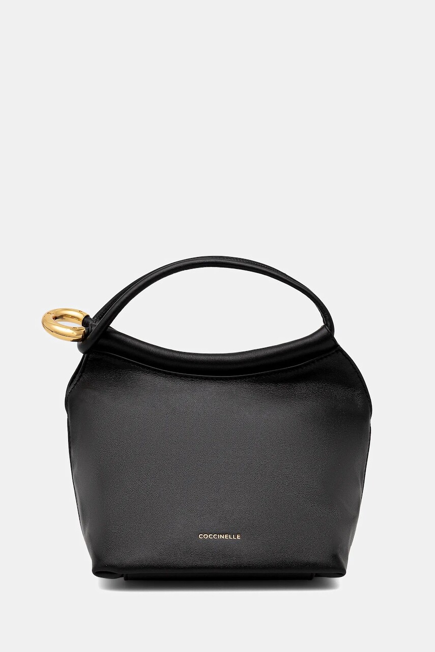 Kožená kabelka Coccinelle FINN POUCH čierna farba, E1 UAA 58 01 01