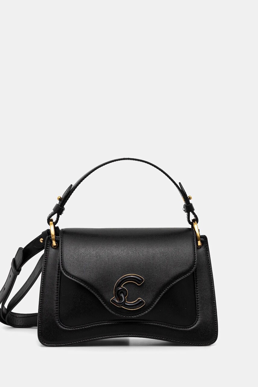 Kožená kabelka Coccinelle C-ME CALF&MARB čierna farba, E1 U4G 18 02 01