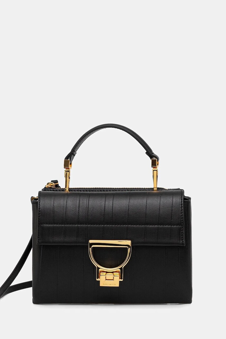 Kožená kabelka Coccinelle ARLETTIS PLISSE čierna farba, E1 UD9 55 B7 01