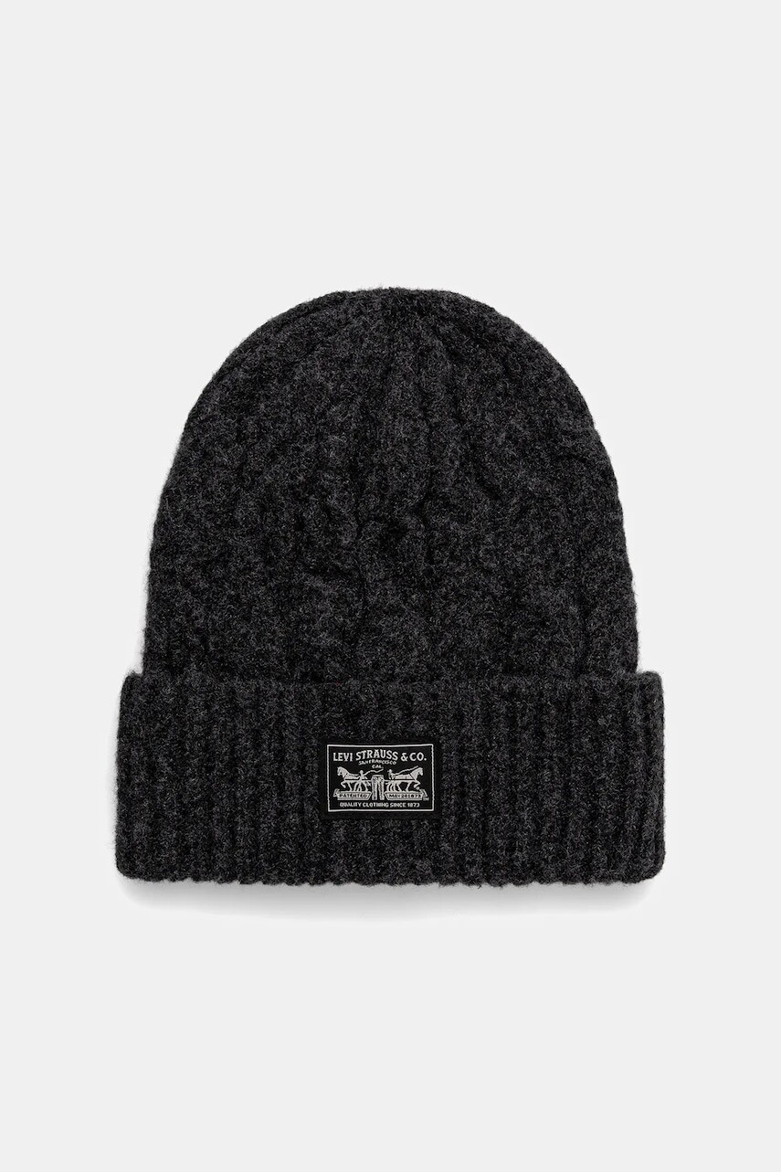 Čiapka s prímesou vlny Levi's čierna farba, 004D4