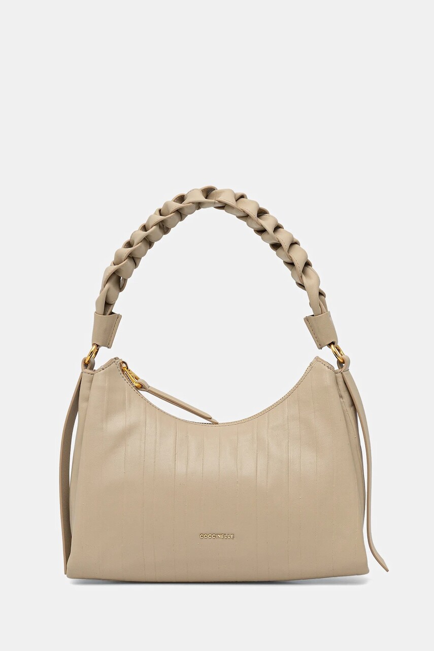 Kožená kabelka Coccinelle BOHEME PLISSE béžová farba, E1 UT1 13 03 01