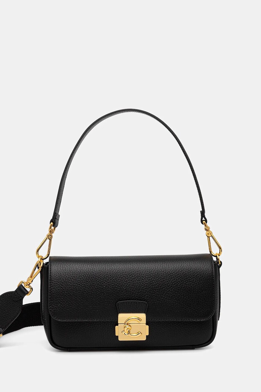 Kožená kabelka Coccinelle C-ME LOCK čierna farba, E1 U4K 12 02 01