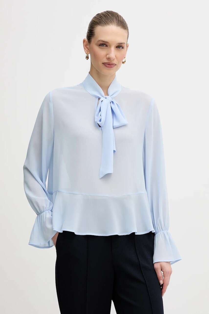 Blúzka OUI modrá farba, jednofarebná, 96068