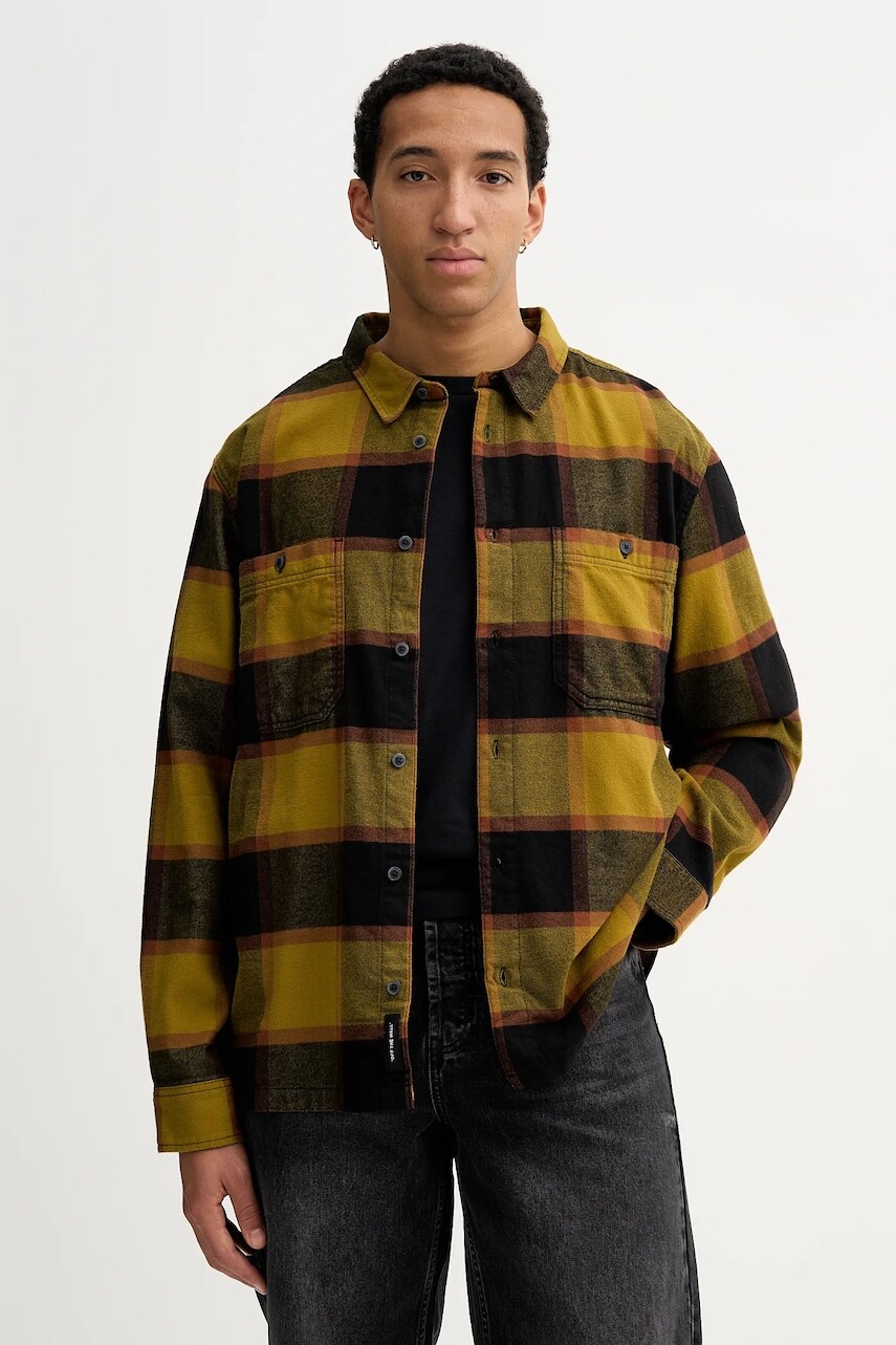 Bavlnená košeľa Vans zelená farba, regular, s klasickým golierom, VN000P7ZF0H1