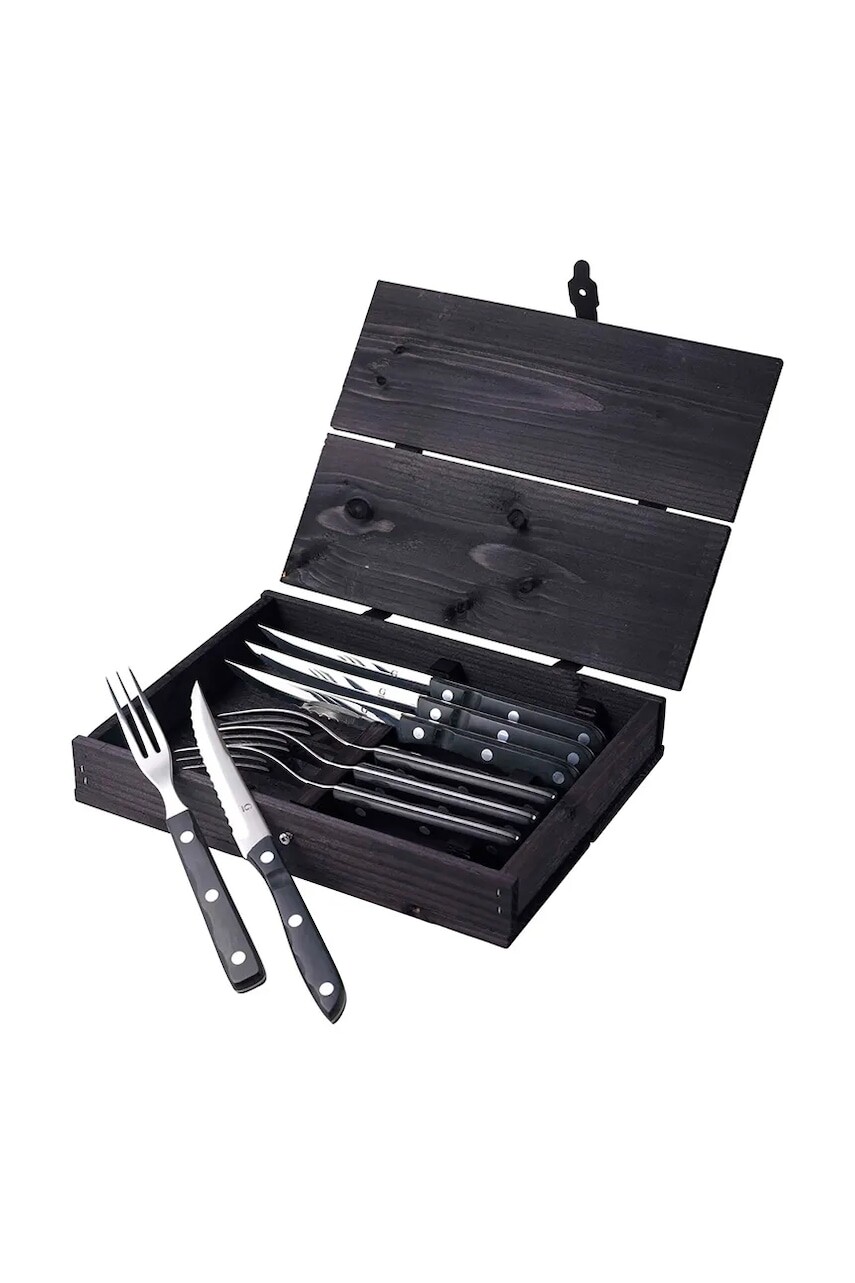 Sada steakových príborov Gense Old Farmer 8 elementów čierna farba