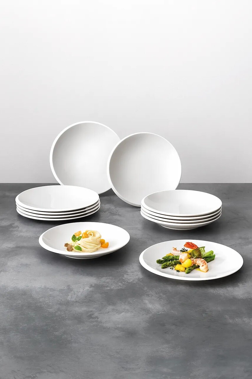Sada raňajkových tanierov Villeroy & Boch NewMoon 24 cm 12-pak biela farba