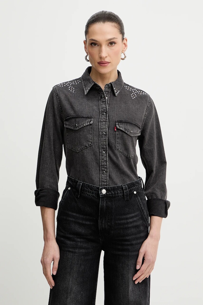 Bavlnená košeľa Levi's šedá farba, regular, s klasickým golierom, 16786