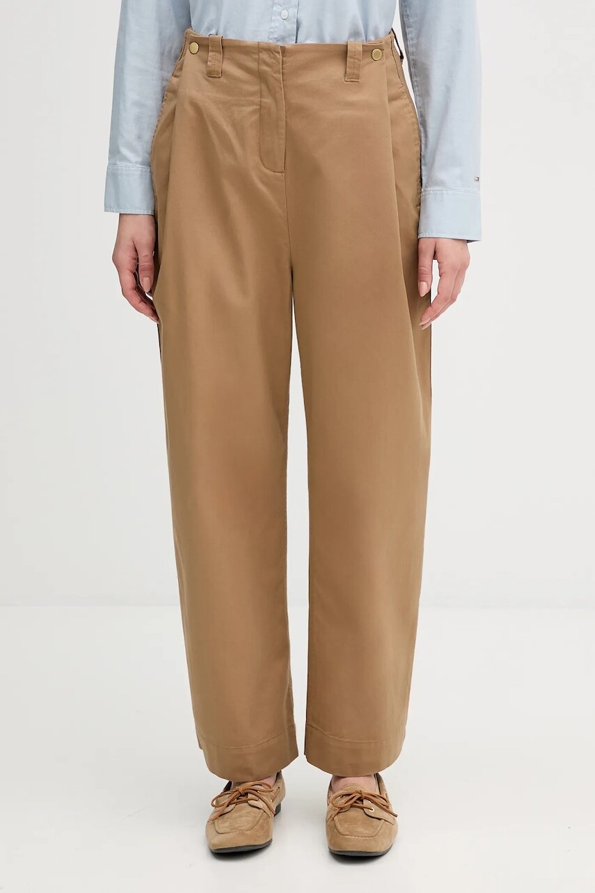 Nohavice Barbour Alara hnedá farba, široké, vysoký pás, LTR0411