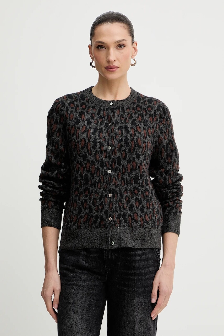 Kardigán s prímesou vlny Levi's šedá farba, 004H1