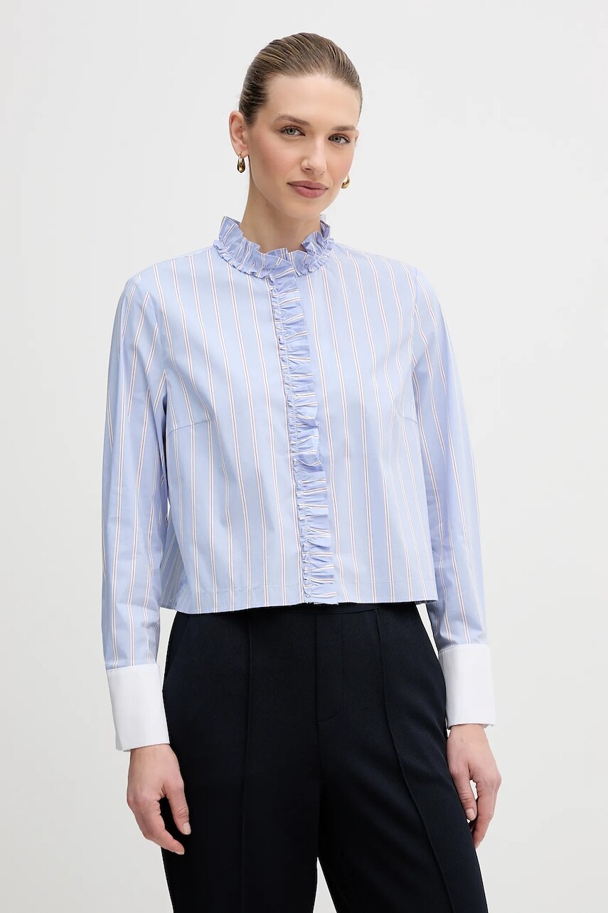 Košeľa OUI modrá farba, regular, so stojačikom, 96070