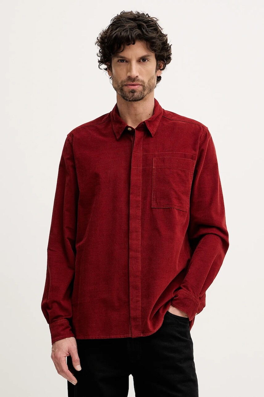 Menčestrová košeľa Barbour Haltcliff červená farba, voľný strih, s klasickým golierom, MSH5706