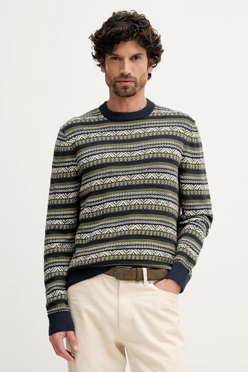 Bavlnený sveter Barbour tmavomodrá farba, ľahký, MKN1705