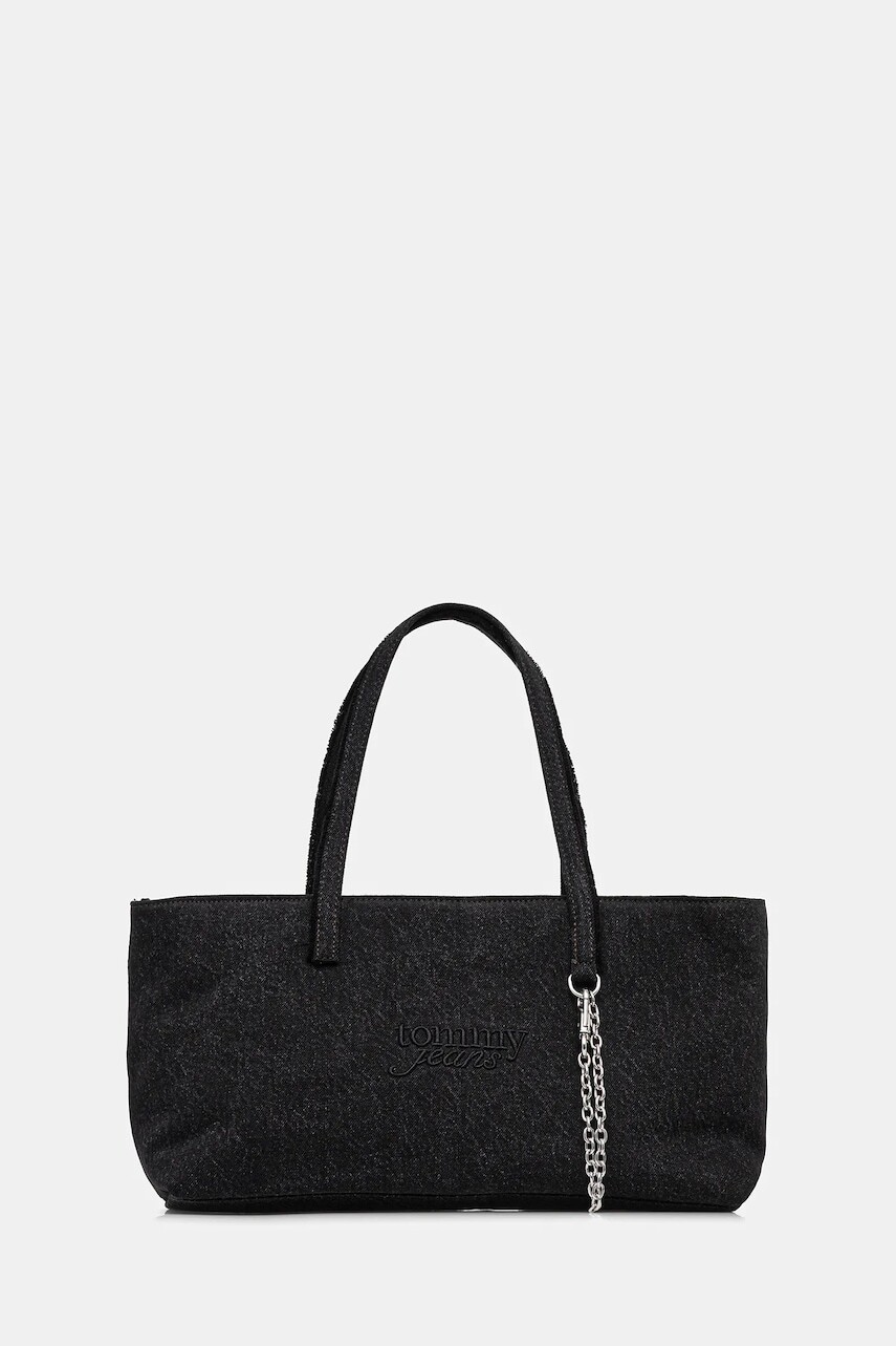 Bavlnená taška Tommy Jeans čierna farba, AW0AW18268