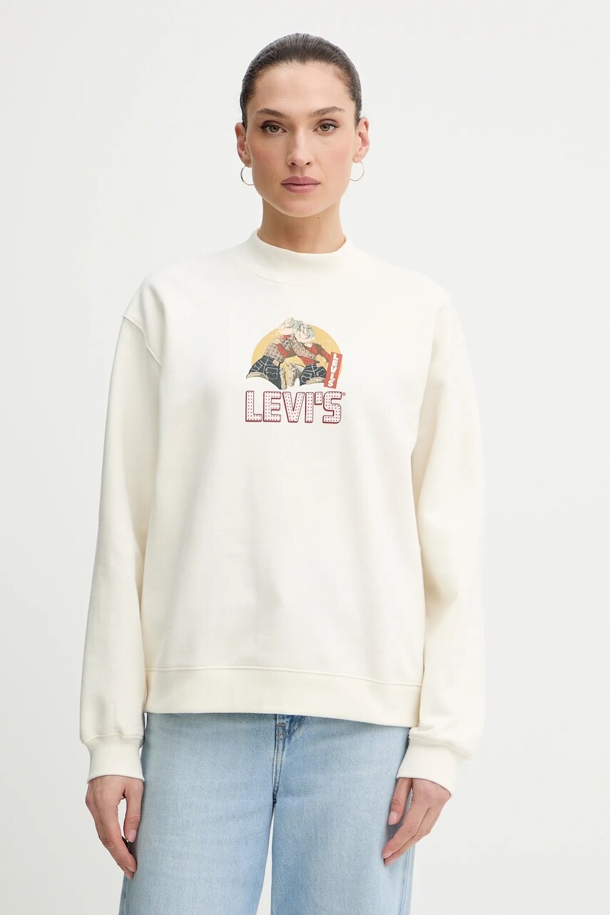 Mikina Levi's béžová farba, s potlačou, 003R9