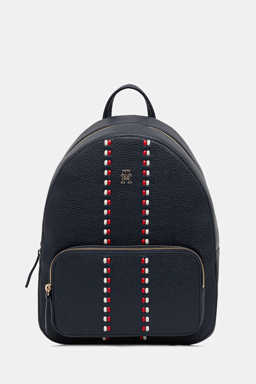 Ruksak Tommy Hilfiger dámsky, tmavomodrá farba, veľký, s nášivkou, AW0AW18159