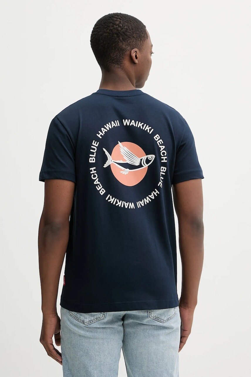 Bavlnené tričko Joop! pánske, tmavomodrá farba, s potlačou, 30100514