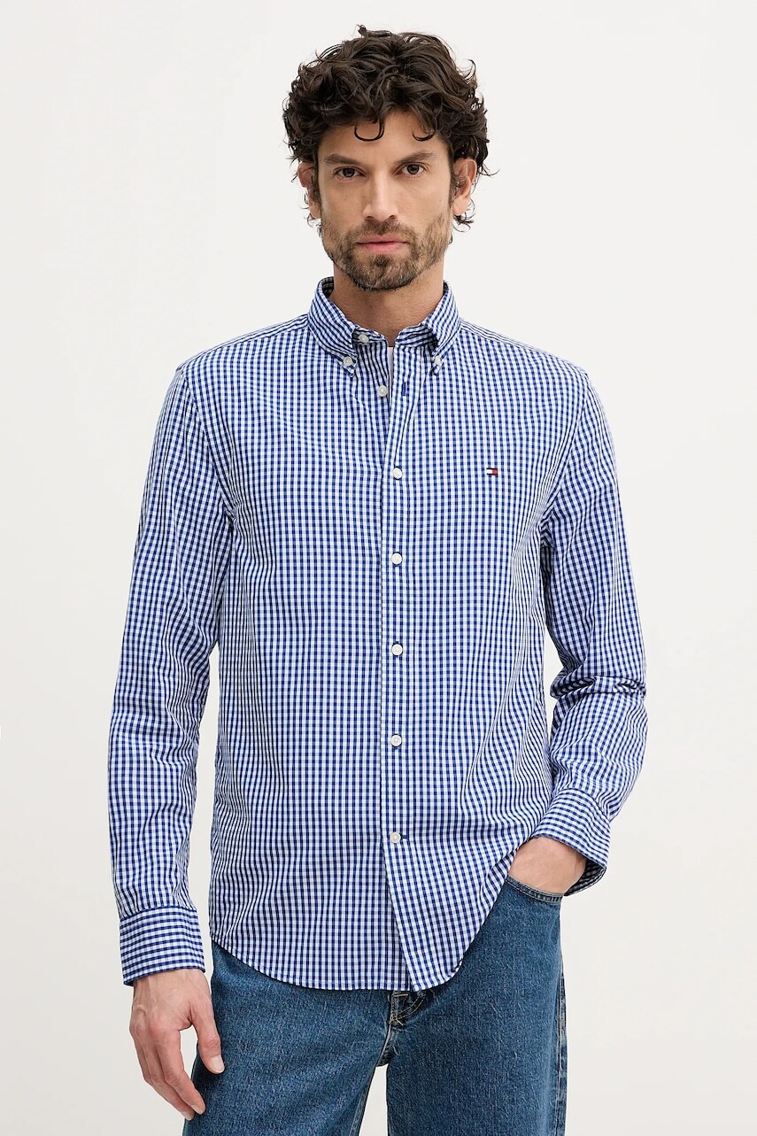 Bavlnená košeľa Tommy Hilfiger modrá farba, regular, s golierom button-down, MW0MW41713