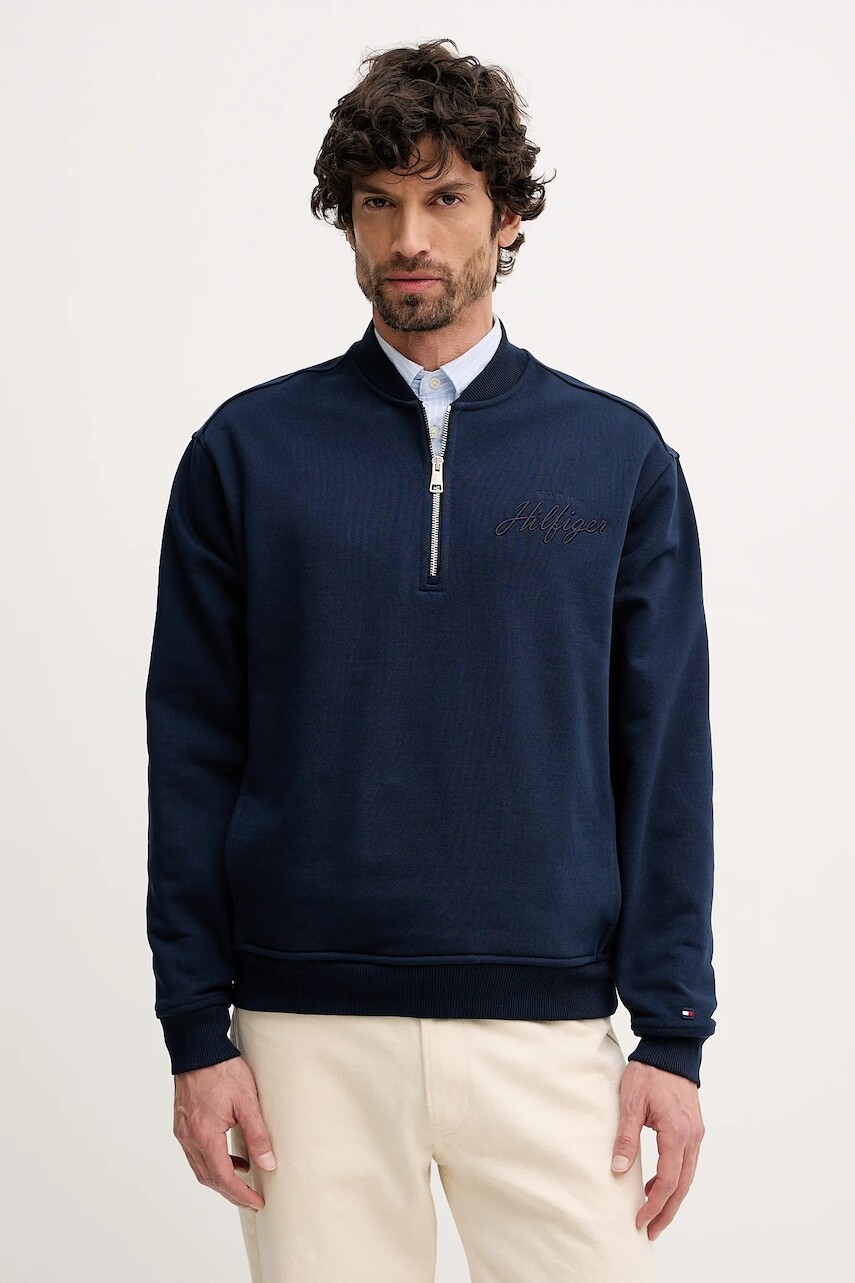 Bavlnená mikina Tommy Hilfiger tmavomodrá farba, jednofarebná, MW0MW41432