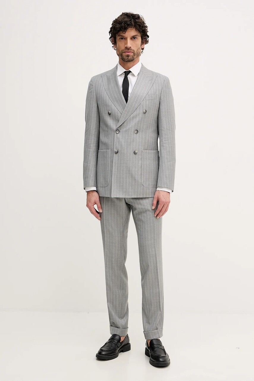 Vlnený oblek BOSS C-Huge-2pcs-DB-261 šedá farba, vzorovaná, 50557335