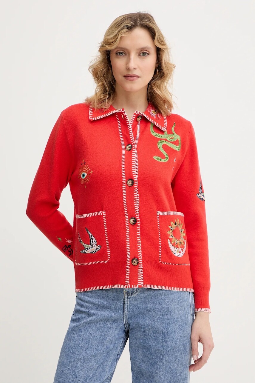 Kardigán Never Fully Dressed Mystcial červená farba, NFDKN752