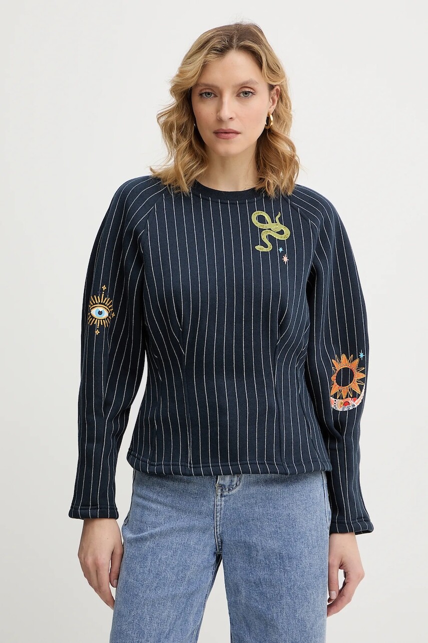 Mikina Never Fully Dressed Barrel tmavomodrá farba, s potlačou, NFDTO2060